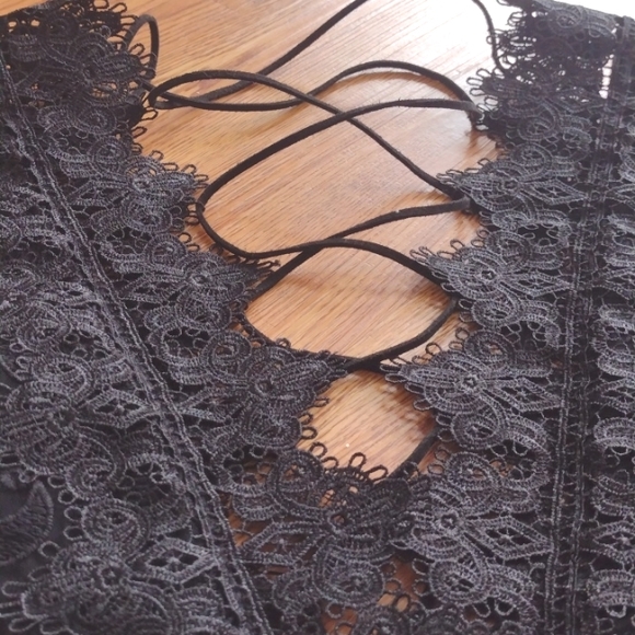 Foxidox black lace long sleeve mini dress - Picture 5 of 10